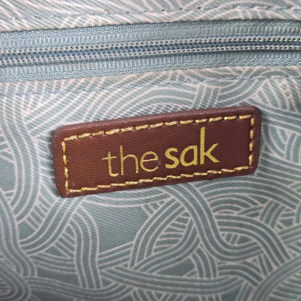 The SAK Black Leather Crossbody Bag Pebbled Leather & Tooled Leather Floral
